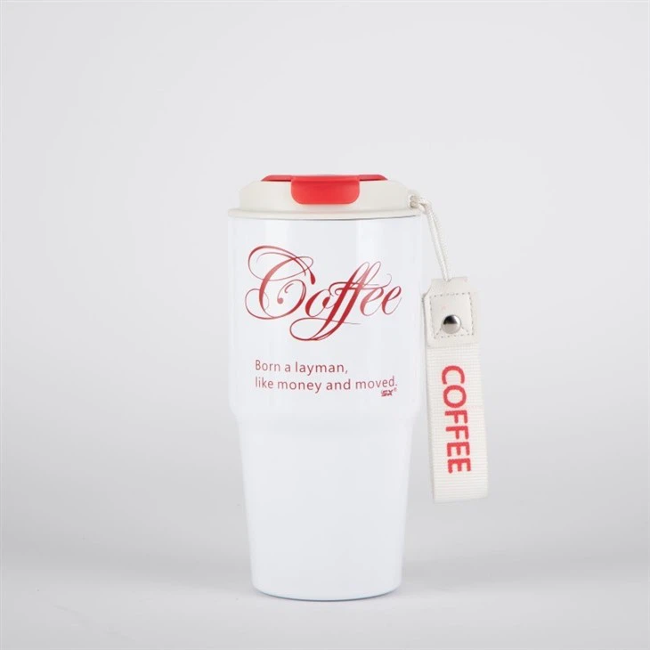 Skodelica za kavo iz nerjavečega jekla s keramično notranjo skodelico za kavo z ročajem